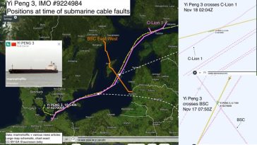 Yi Peng 3 crossed both cables C-Lion 1 and BSC at times matching when they broke