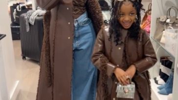Cardi B and daughter Kulture twin in festive matching coats for Thanksgiving