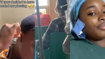 Lady ends up in hospital after piercing extra earring hole, battles keloid