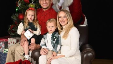 Pregnant Brittany and Patrick Mahomes share adorable photos of kids meeting Santa Claus