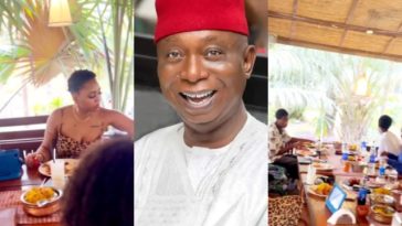 Ned Nwoko treats only Regina Daniels, children to family lunch