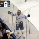 Michael Hage at the top of the leaderboard among first-year players in the NCAA.