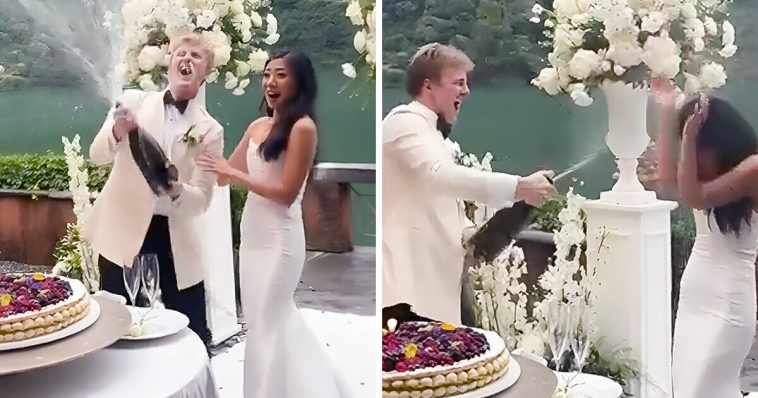 “I Would File for Divorce,” Groom Sparks Debate After Spraying Bride With Champagne