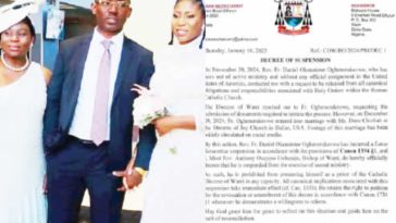 Wife Of Suspended Catholic Priest from Diocese of Warri Gives Testimony, Reveals How They Met