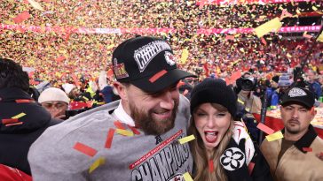 Taylor Swift and Travis Kelce celebrate Chiefs’ AFC Championship win: All the pics from the post-game ceremony