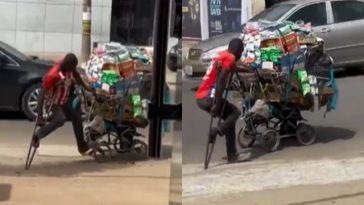 Video of one legged man hawking his business on wheelbarrow trends