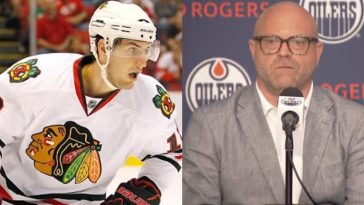 Stan Bowman went to encourage Kyle Beach and his team last night