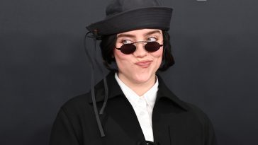 Billie Eilish plays it cool in black-and-white Prada on Grammys 2025 red carpet