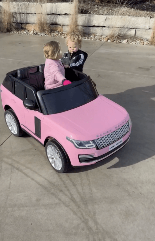 Brittany and Patrick Mahomes’ kids Sterling and Bronze ride around in style in mini Range Rover