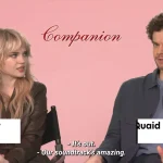 Watch Sophie Thatcher and Jack Quaid react to the totally meta Goo Goo Dolls easter egg in Companion