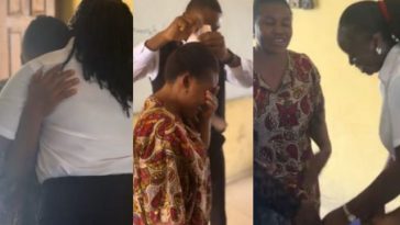 Imo State University Law Students Surprise Their Faculty Cleaner With Food Items And Money