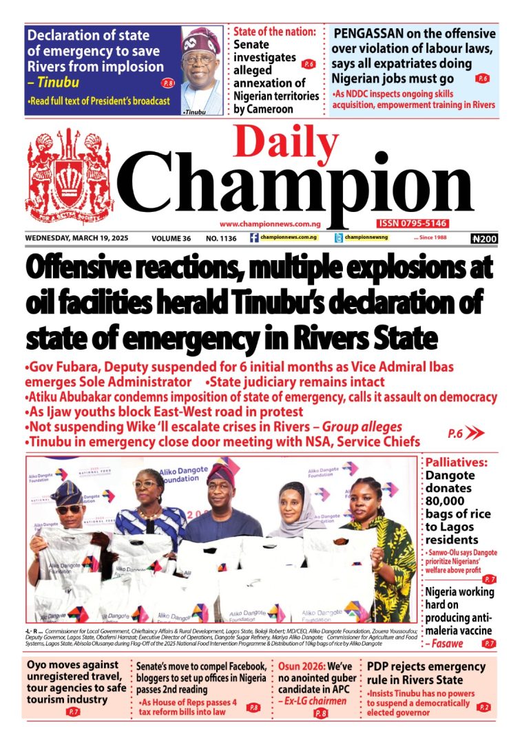 Latest News from Champion Newspapers, March 19, 2025