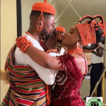 Groom gets emotional as he sees his bride on their traditional wedding day