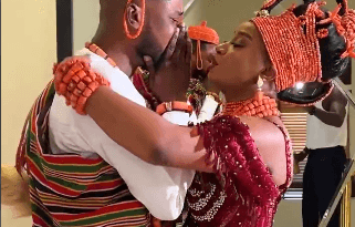 Groom gets emotional as he sees his bride on their traditional wedding day