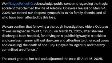 Police confirms arraigning suspect Abiola Odutayo over d3ath of Bumpa co-founder in Lagos