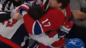 Josh Anderson and Tom Wilson battle it out on the Caps bench