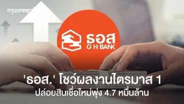 ธอส. โชว์ผลงานไตรมาส 1 ปล่อยสินเชื่อใหม่พุ่งกว่า 4.7 หมื่นล้าน