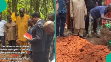 “Till death do us part”: Moment man threw his wedding ring inside wife’s grave