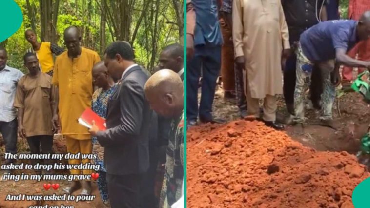 “Till death do us part”: Moment man threw his wedding ring inside wife’s grave