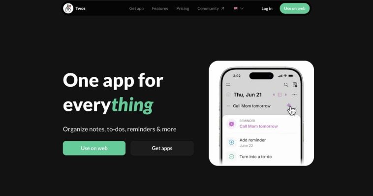 Twos: All-in-one AI-powered organizer