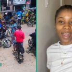 Lady ashamed as ex who drives Range Rover sees her on bike with new boyfriend