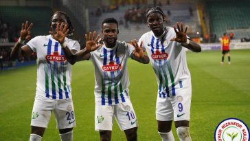 WATCH: Olawoyin and Akintola hit target as Rizespor edge 9-goal thriller to secure Super Lig safety