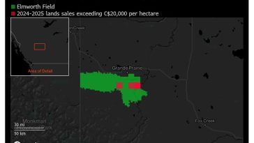 Oil’s Plunge, Trade Wars Drive Drilling Land Sales Down in Western Canada