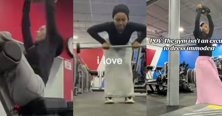 Lady raises eyebrows with gym outfit