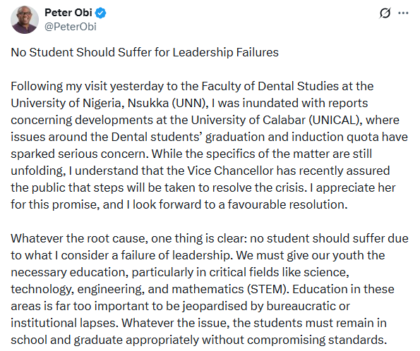 UNICAL: No student should suffer due to leadership failure