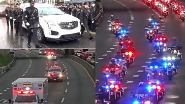 Dozens Of Police Motorcycles And Cars Escort Hearse Ferrying Slain NYPD Police Officer, Didarul Islam