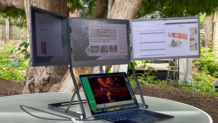 This Monstrosity Gives Your Laptop Three Massive Monitors, but You’ll Hate Looking at It