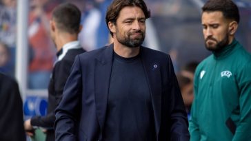 Rangers boss Russell Martin reacts to Cyriel Dessers’ injury