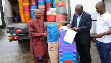 WHO donates supplies to boost infection prevention and control in Schools in Sierra Leone, as they reopen.