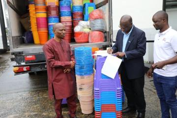 WHO donates supplies to boost infection prevention and control in Schools in Sierra Leone, as they reopen.