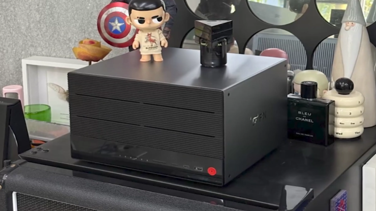 This NAS has an integrated UPS and can accommodate more than 180TB of storage, as well as a memory card