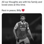 Former Arsenal player, Billy Vigar diÂ£s aged 21 after injury during game