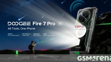 This is the Doogee Fire 7 Pro with camping lights, a 13,000 mAh battery, and POC intercom