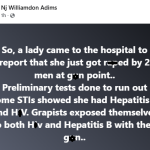 Nigerian doctor reveals that two men may have contracted HIV and Hepatitis B from a lady they r@ped at g#npoint