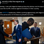 US Defence Secretary Pete Hegseth meets Nigeriaâs National Security Advisor Nuhu Ribadu over k!lling of Christians