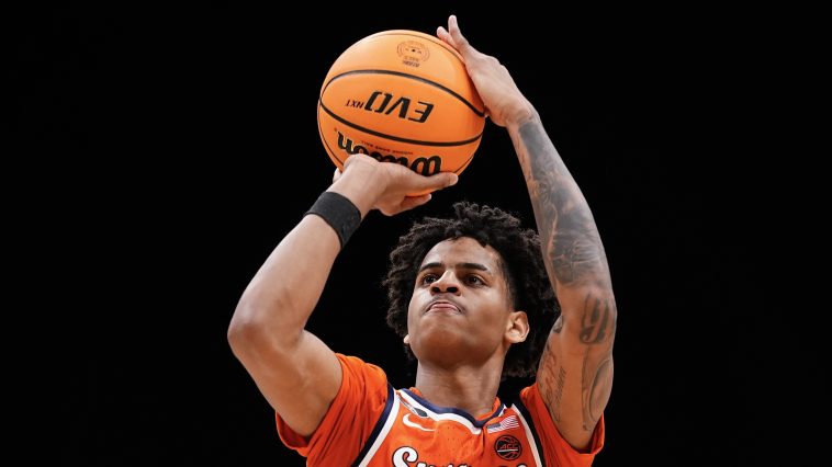 Love To See It! La La & Carmelo Anthony Pop Out To Support Kiyan As He Drops Buckets For Syracuse University (VIDEOS)