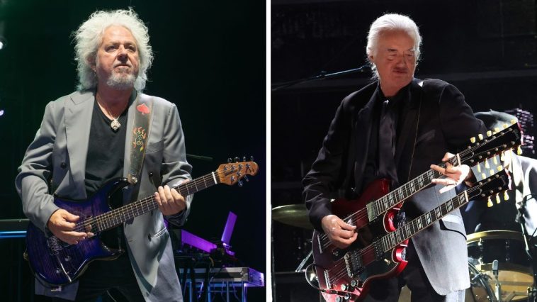 “I think Jimmy’s pointing at Ed, but he motions for me to come over. He said, ‘You have something that these other guys here don’t’”: Steve Lukather was hanging out with Eddie Van Halen, when Jimmy Page paid him the highest compliment