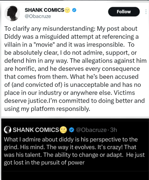 âMy post about Diddy was irresponsibleâ â Skitmaker Shank clears the air after old tweet resurfaces