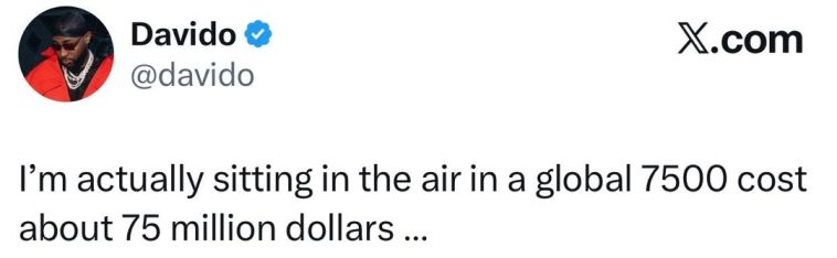 ”Iâm sitting in a global 7500 that costs about $75 million